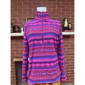 Columbia Preppy Fleece Sweater Aztec Aloha Pink Purple